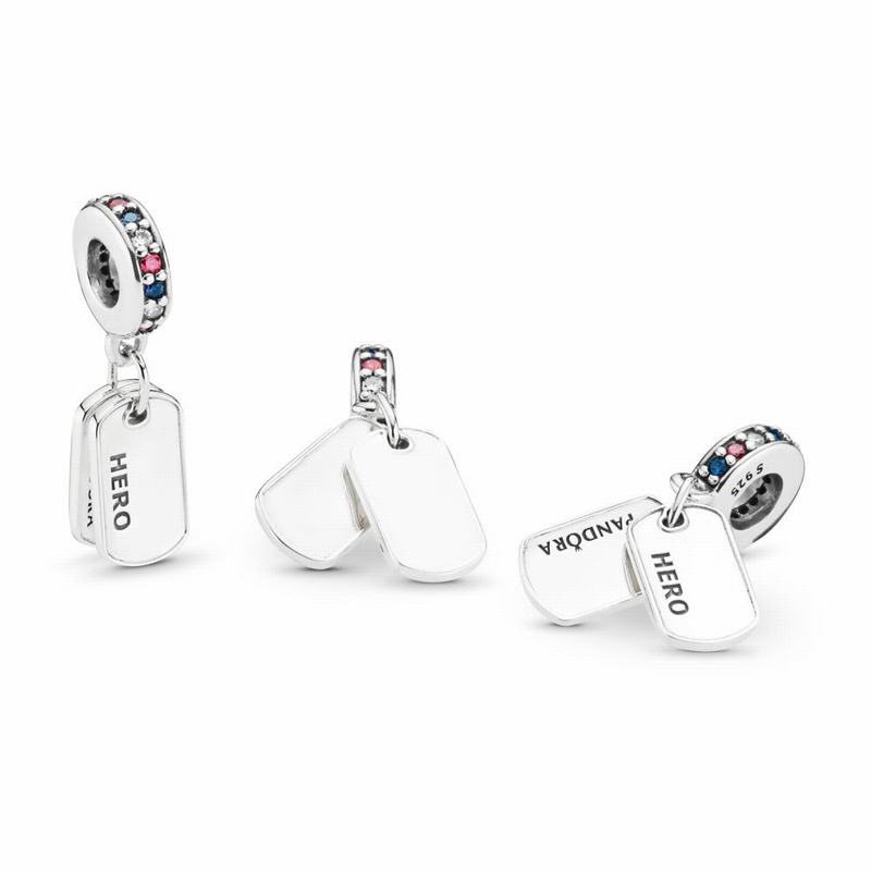 Pandora Hero Dog Tag Dangle Charm Clearance NZ, Sterling Silver (215840-IZW)